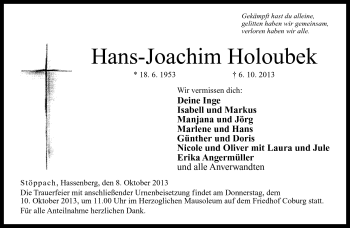 Traueranzeige von Hans-Joachim Holoubek von Neue Presse Coburg