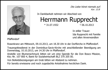 Traueranzeige von Herrmann Rupprecht von Neue Presse Coburg