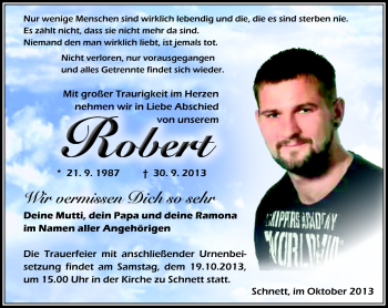 Traueranzeige von Robert Na von Südthüringer Presse