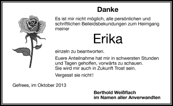 Traueranzeige von Erika Weißflach von Frankenpost