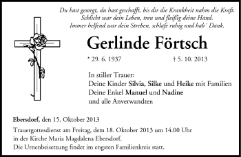 Traueranzeige von Gerlinde Förtsch von Neue Presse Coburg