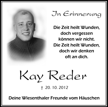 Traueranzeige von Kay Reder von Südthüringer Presse