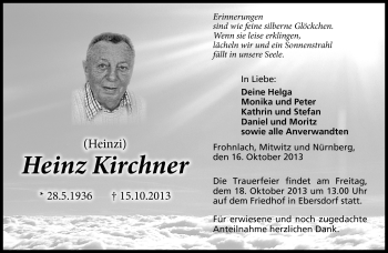 Traueranzeige von Heinz Kirchner von Neue Presse Coburg
