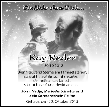 Traueranzeige von Kay Reder von Südthüringer Presse