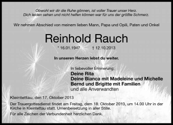 Traueranzeige von Reinhold Rauch von Neue Presse Coburg