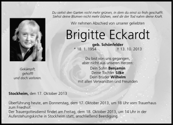 Traueranzeige von Brigitte Eckardt von Neue Presse Coburg