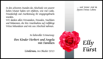 Traueranzeige von Elly Fürst von Südthüringer Presse