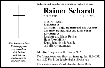 Traueranzeige von Rainer Schardt von Neue Presse Coburg