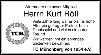 Traueranzeige von Kurt Röll von Frankenpost