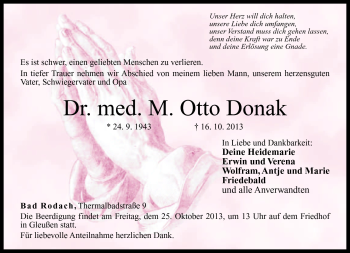 Traueranzeige von M. Otto Donak von Neue Presse Coburg