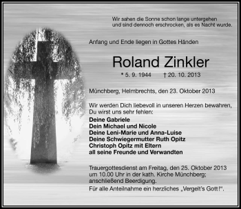 Traueranzeige von Roland Zinkler von Frankenpost