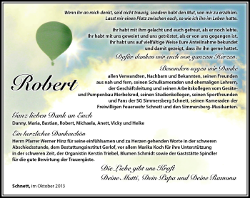 Traueranzeige von Robert Na von Südthüringer Presse