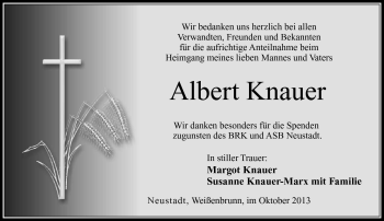 Traueranzeige von Albert Knauer von Neue Presse Coburg