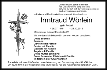 Traueranzeige von Irmtraud Wörlein von Frankenpost