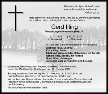 Traueranzeige von Gerd Illing von Frankenpost