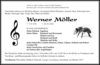 Traueranzeige von Werner Möller von Südthüringer Presse