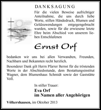 Traueranzeige von Ernst Orf von Südthüringer Presse