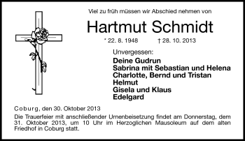 Traueranzeige von Hartmut Schmidt von Neue Presse Coburg