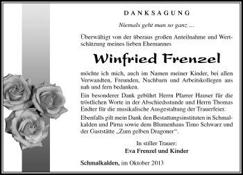 Traueranzeige von Winfried Frenzel von Südthüringer Presse