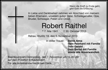 Traueranzeige von Robert Raithel von Frankenpost