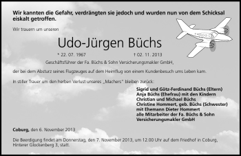 Traueranzeige von Udo-Jürgen Büchs von Neue Presse Coburg