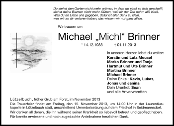 Traueranzeige von Michael Brinner von Neue Presse Coburg