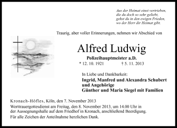 Traueranzeige von Alfred Ludwig von Neue Presse Coburg