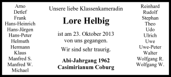 Traueranzeige von Lore Helbig von Neue Presse Coburg