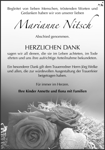 Traueranzeige von Maria Nitsch von Südthüringer Presse