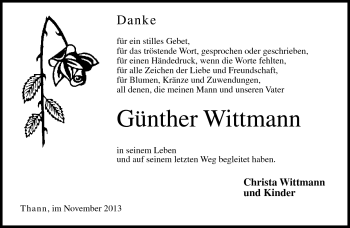Traueranzeige von Günther Wittmann von Neue Presse Coburg