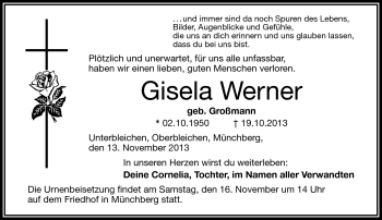 Traueranzeige von Gisela Werner von Frankenpost