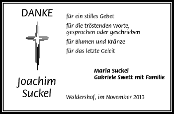 Traueranzeige von Joachim Suckel von Frankenpost