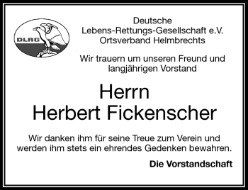 Traueranzeige von Herbert Fickenscher von Frankenpost