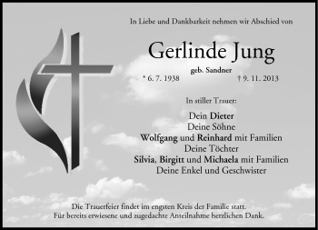 Traueranzeige von Gerlinde Jung von Neue Presse Coburg