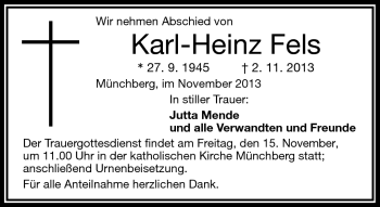 Traueranzeige von Karl-Heinz Fels von Frankenpost