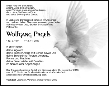 Traueranzeige von Wolfgang Pagels von Südthüringer Presse