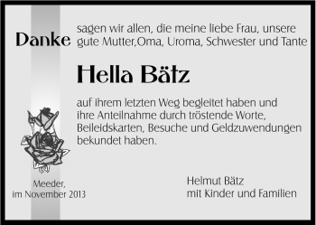 Traueranzeige von Hella Bätz von Neue Presse Coburg
