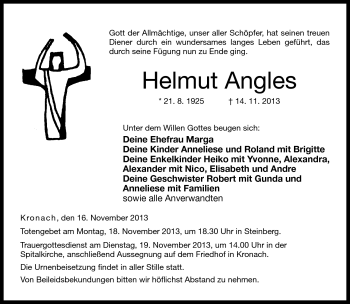 Traueranzeige von Helmut Angles von Neue Presse Coburg