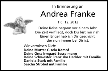 Traueranzeige von Andrea Franke von Neue Presse Coburg