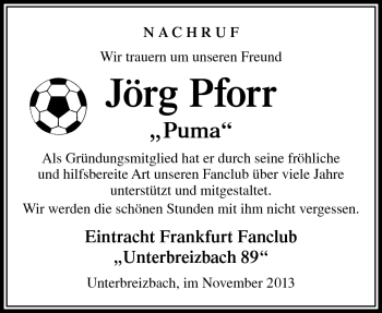 Traueranzeige von Jörg Pforr von Südthüringer Presse