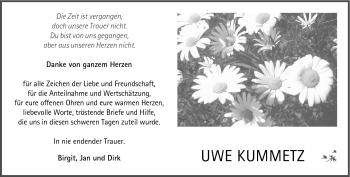 Traueranzeige von Uwe Kummetz von Südthüringer Presse
