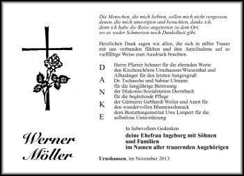 Traueranzeige von Werner Möller von Südthüringer Presse