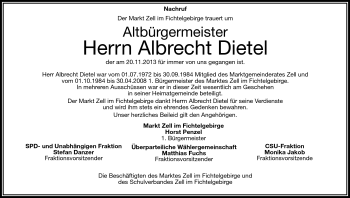Traueranzeige von Albrecht Dietel von Frankenpost