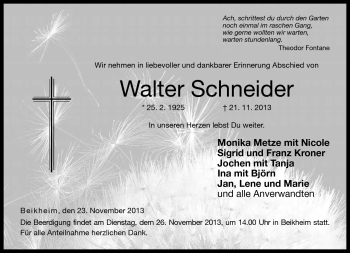 Traueranzeige von Walter Schneider von Neue Presse Coburg