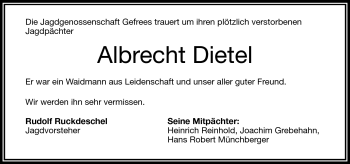 Traueranzeige von Albrecht Dietel von Frankenpost