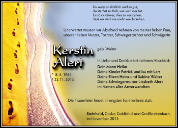 Traueranzeige von Kerstin Alert von Südthüringer Presse