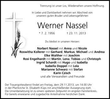 Traueranzeige von Werner Nassel von Neue Presse Coburg