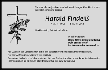 Traueranzeige von Harald Findeiß von Frankenpost