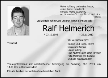Traueranzeige von Ralf Helmerich von Neue Presse Coburg