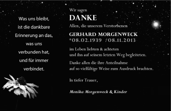 Traueranzeige von Gerhard Morgenweck von Südthüringer Presse